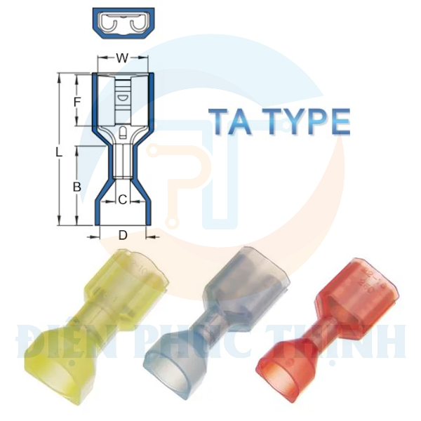FDFNY5-250TA / Đầu Cosse Ngắt Phụ Cách Điện Nylon (Cái) Loại TA Dây Đôi KST 4-6 mm - NYLON-FULLY INSULATED TWIN WIRE FEMALE DISCONNECTORS (TA TYPE)