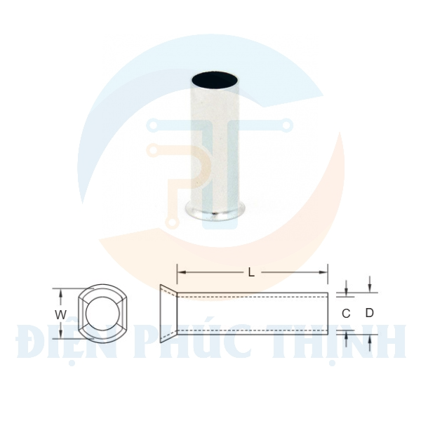 TEN2513 / Đầu Cosse Pin Đôi Rỗng Trần KST 2.5mm - NON-INSULATED TWIN CORD END TERMINALS
