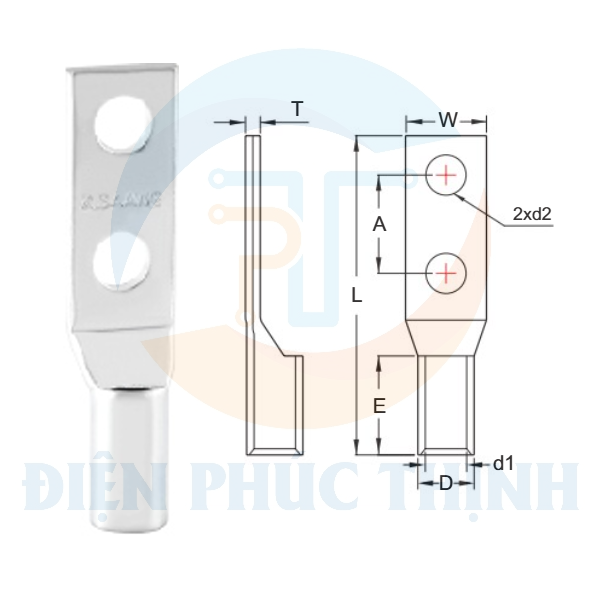 TCLH10-5-2A / Đầu Cosse Đồng Trần (Dòng TCLH-2A) KST 10 mm - NON-INSULATED COPPER TUBULAR LUGS (TCLH-2A SERIES)
