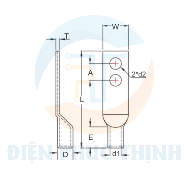 TLK300-10-2A / Đầu Cosse Đồng (Dòng TLK-2A) KST 300 mm - NON-INSULATED COPPER TUBULAR LUGS (TLK-2A SERIES)