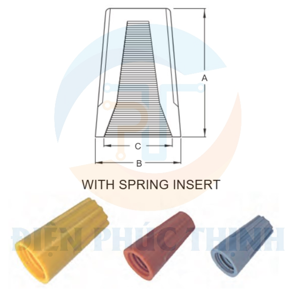 WN4 / Chóp Xoắn 1 Đầu (Có Lò Xo) KST - SCREW-ON WIRE CAP CONNECTORS (WITH SPRING INSERT)