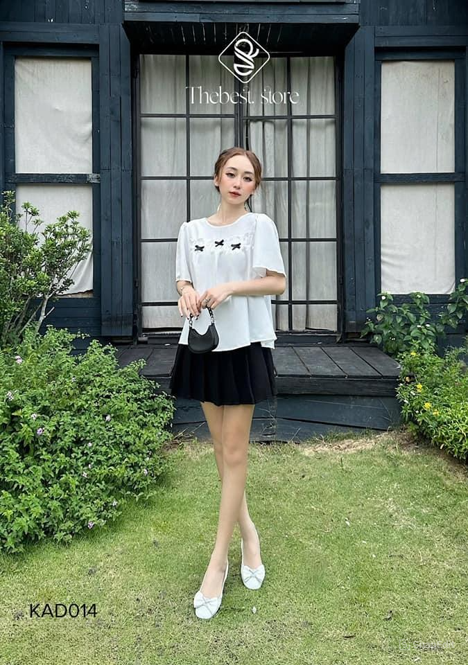 Áo babydoll phối nơ tay ngắn KAD014