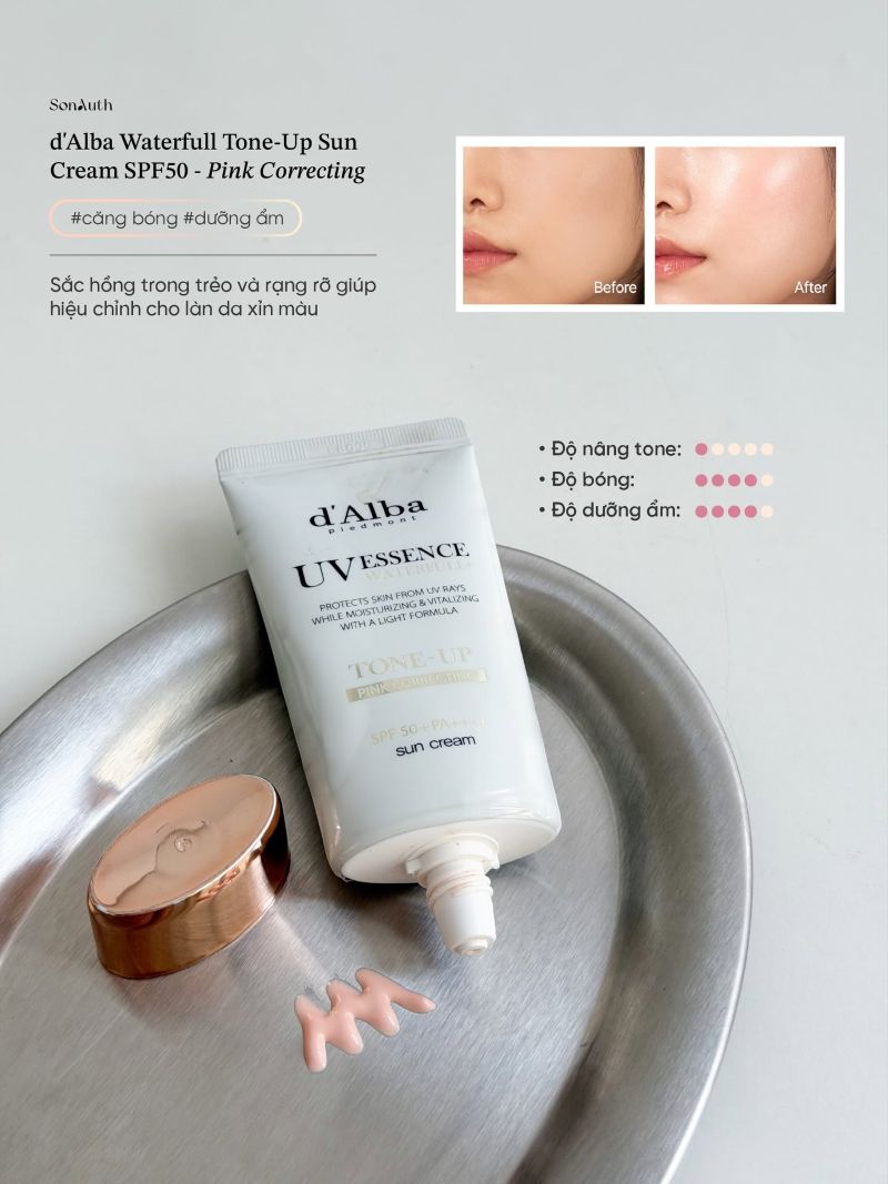d'Alba Waterfull Tone-Up Pink Correcting Sun Cream 