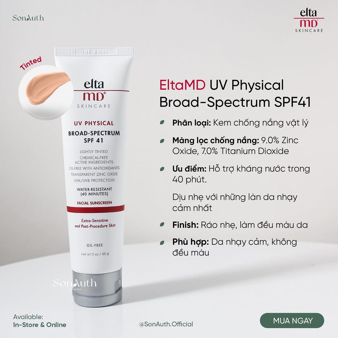 Kem Chống Nắng EltaMD UV Physical Broad-Spectrum SPF41 - Tinted 85g