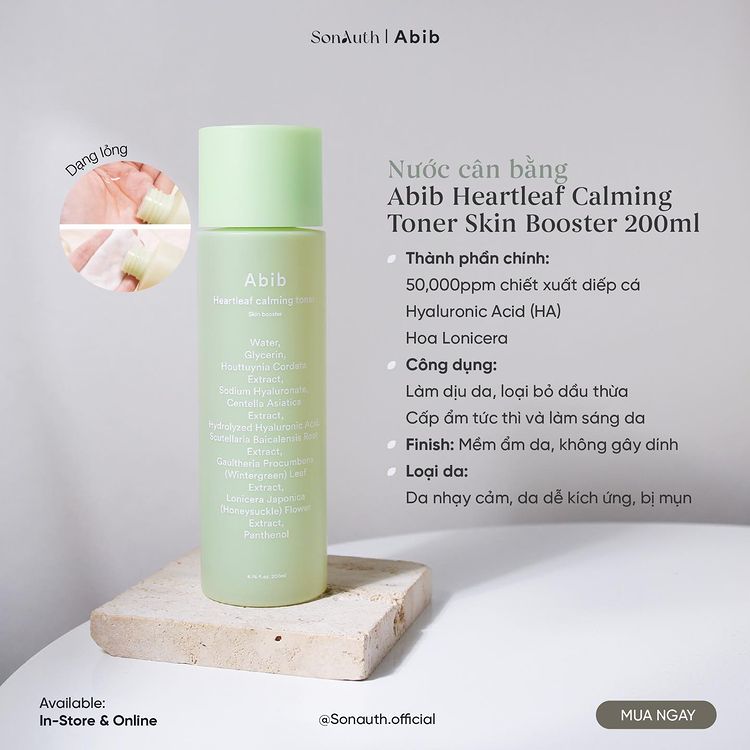 Nước Cân Bằng Abib Heartleaf Calming Toner Skin Booster 200ml