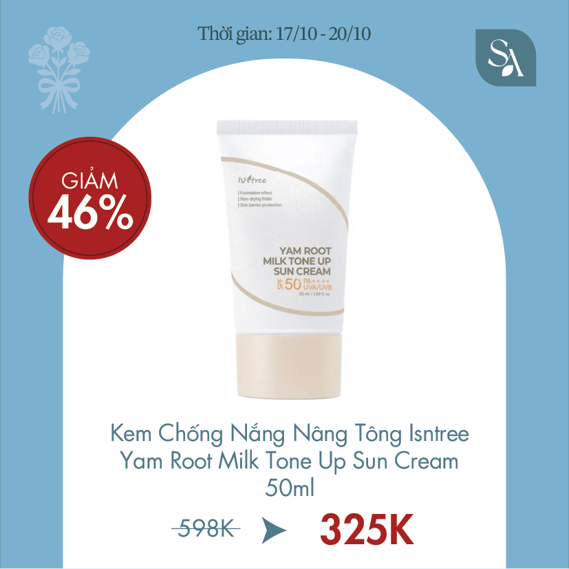 Kem Chống Nắng Nâng Tông Isntree Yam Root Milk Tone Up Sun Cream 50ml