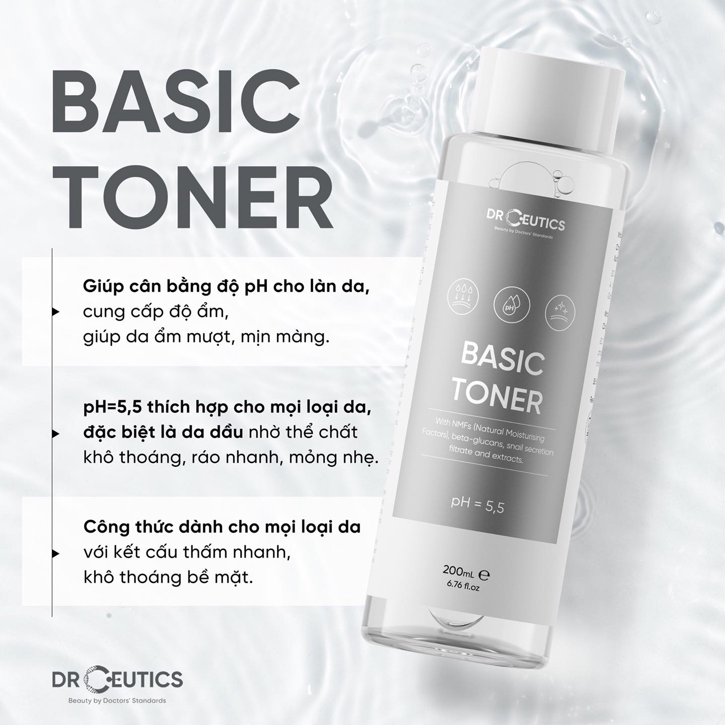 Nước Cân Bằng DrCeutics Basic Toner 200ml