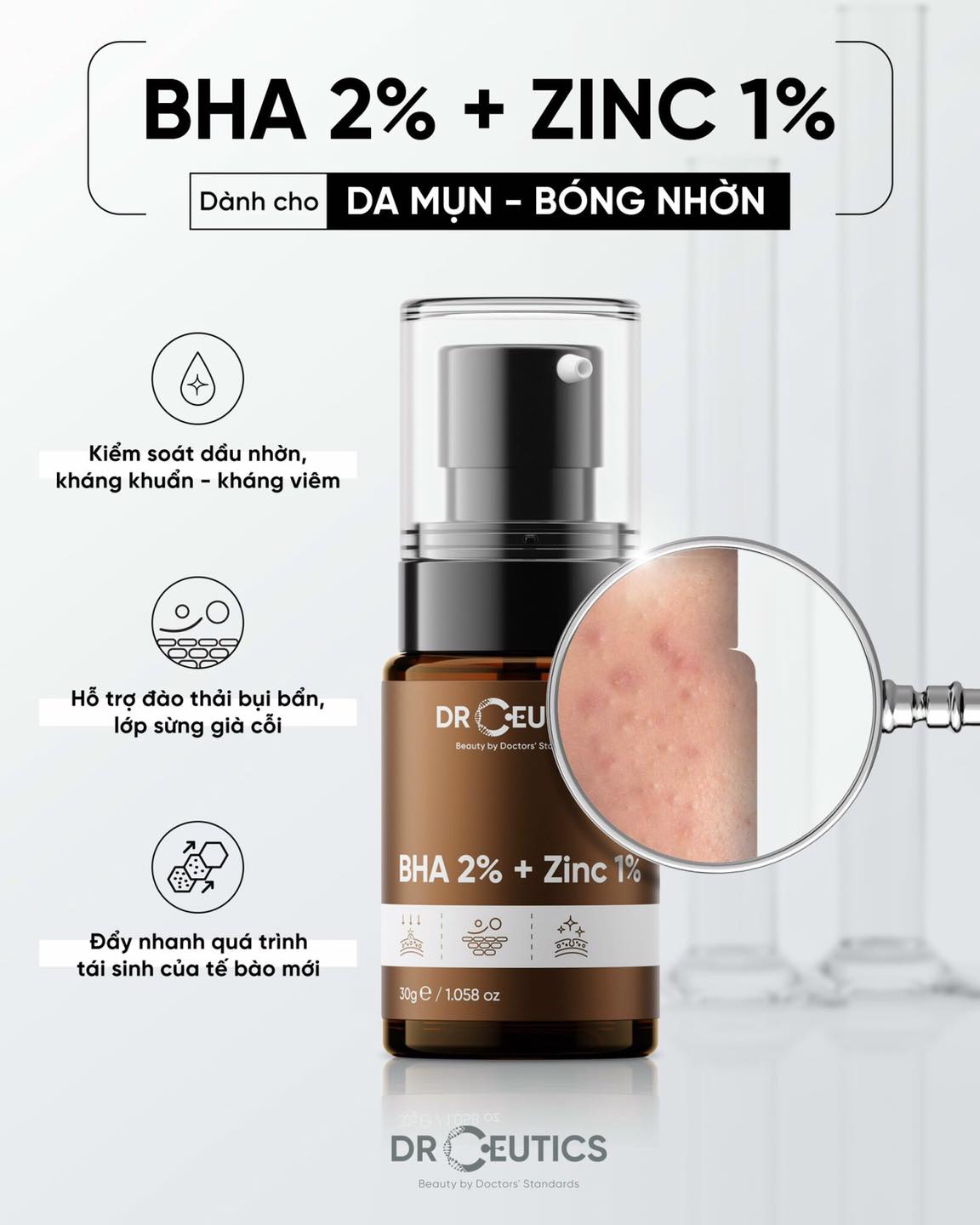 Tinh Chất DrCeutics BHA 2% + Zinc 1% 30g
