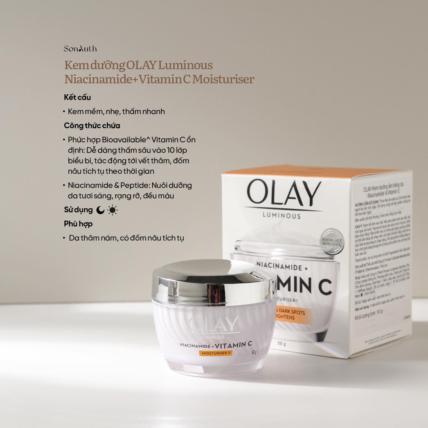 Kem Dưỡng Ban Đêm Olay Luminous Light Perfecting Night Cream 50g
