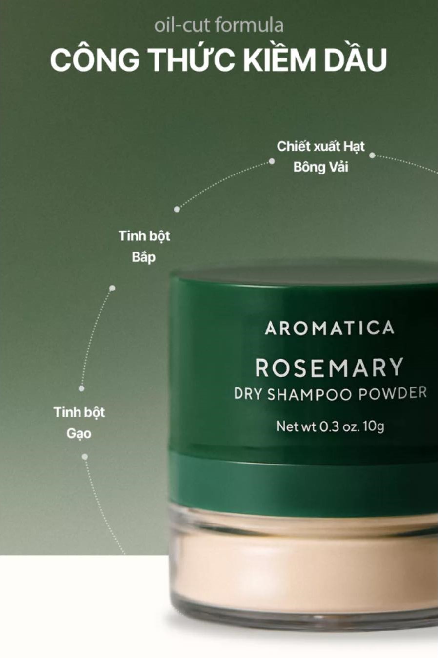 Bột Gội Khô Kiềm Dầu Aromatica Rosemary Dry Shampoo Powder 10g