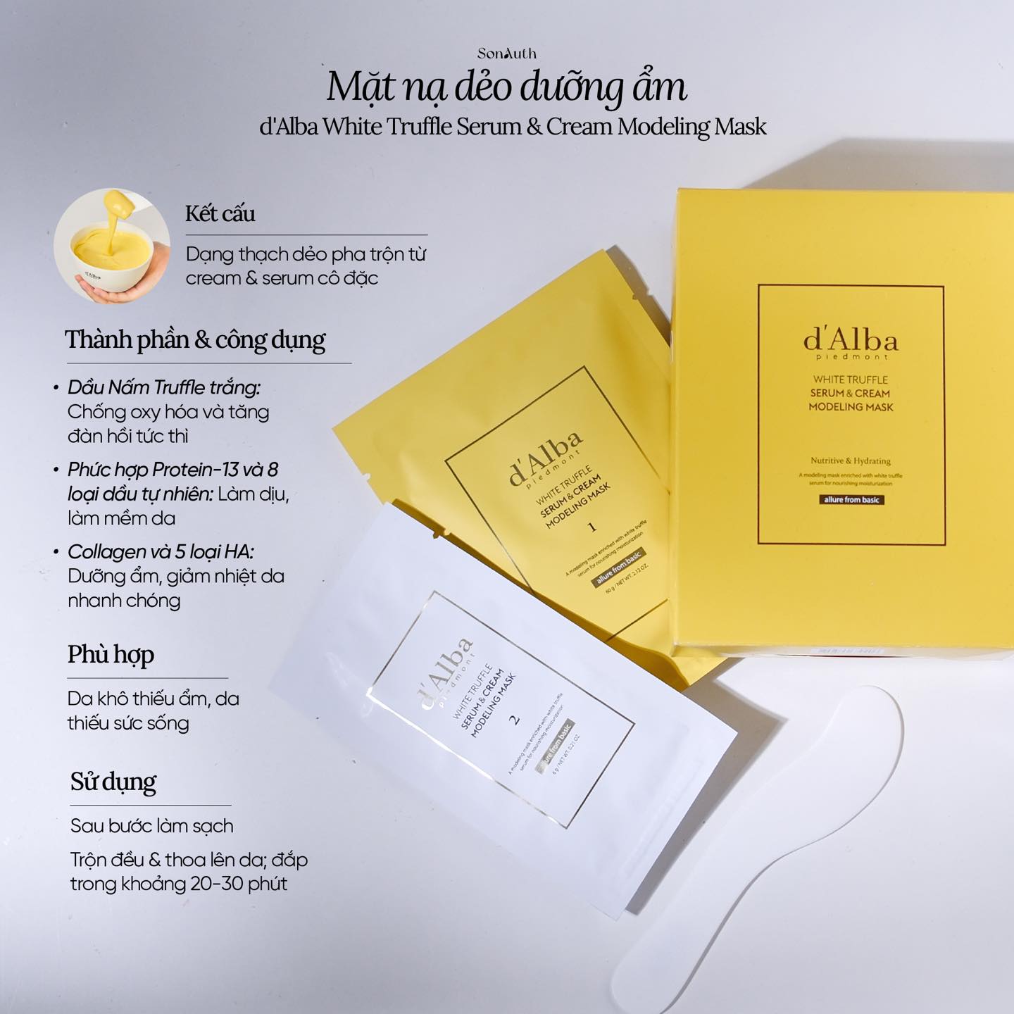 Mặt Nạ Dẻo Dưỡng Ẩm d'Alba White Truffle Serum & Cream Modeling Mask