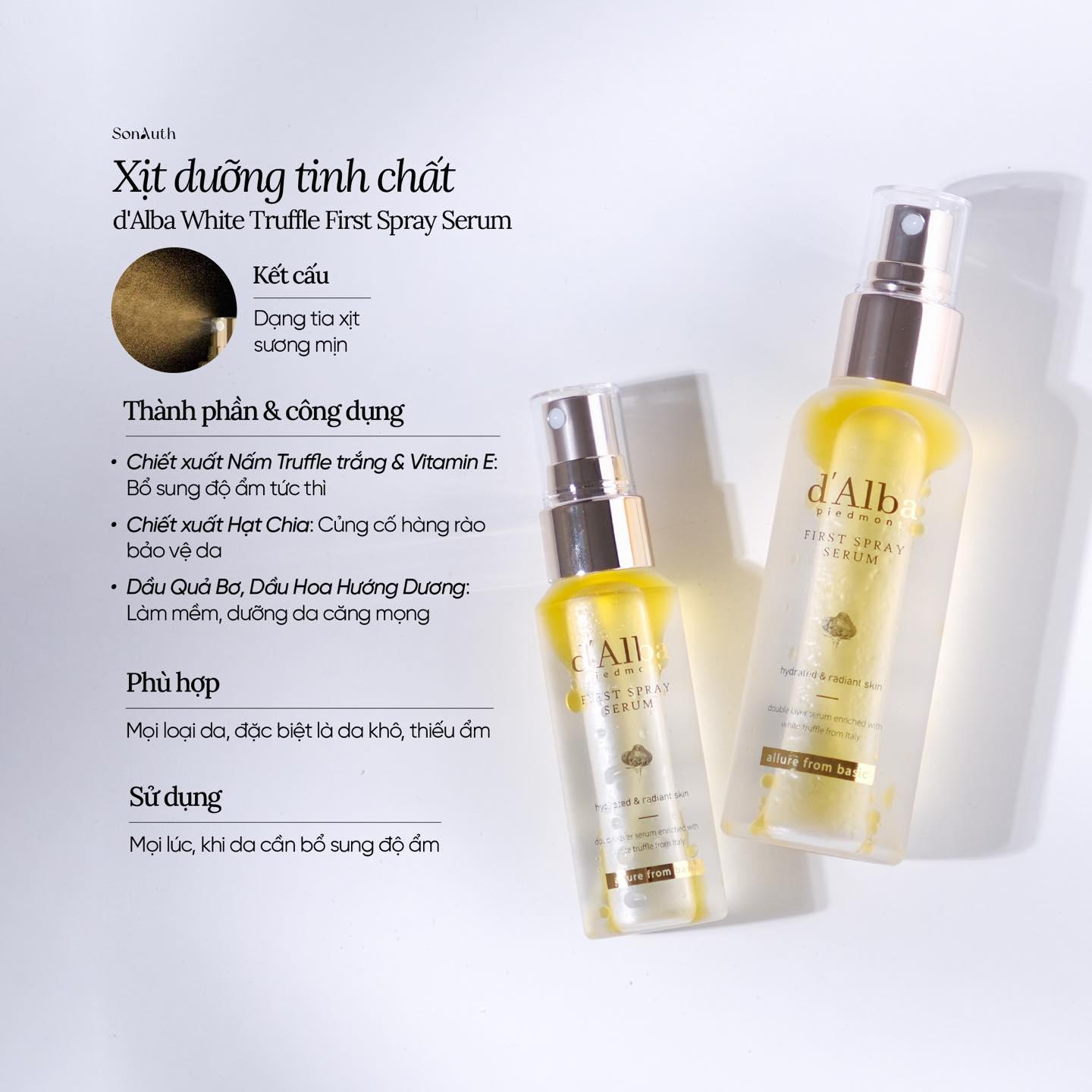 Xịt Tinh Chất Dưỡng Da d'Alba White Truffle First Spray Serum