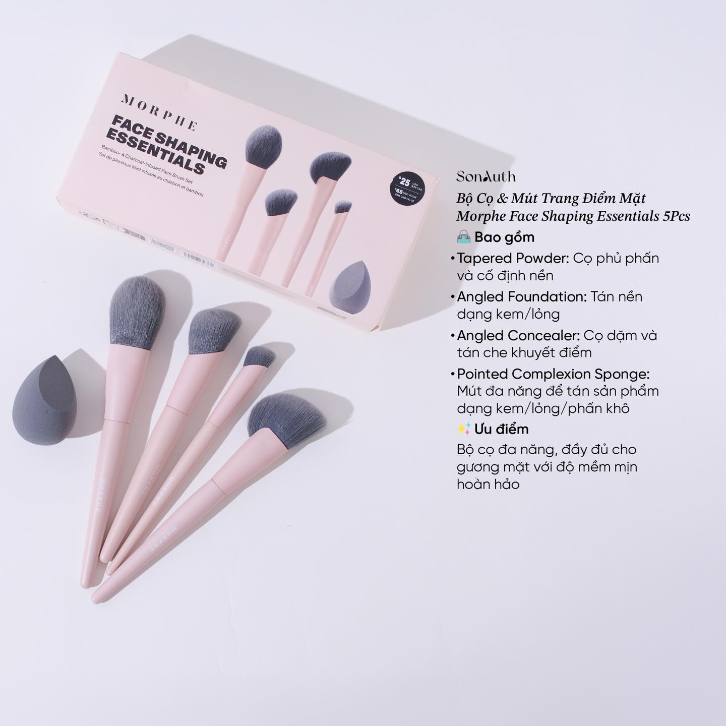 Bộ Cọ Trang Điểm Mặt Morphe Shaping Essentials Face Makeup Brush Set