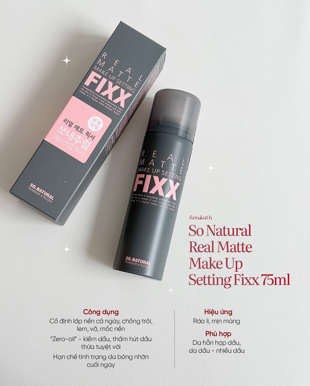 Xịt Khóa Trang Điểm So.Natural Real Matte Make Up Setting Fixx 75ml