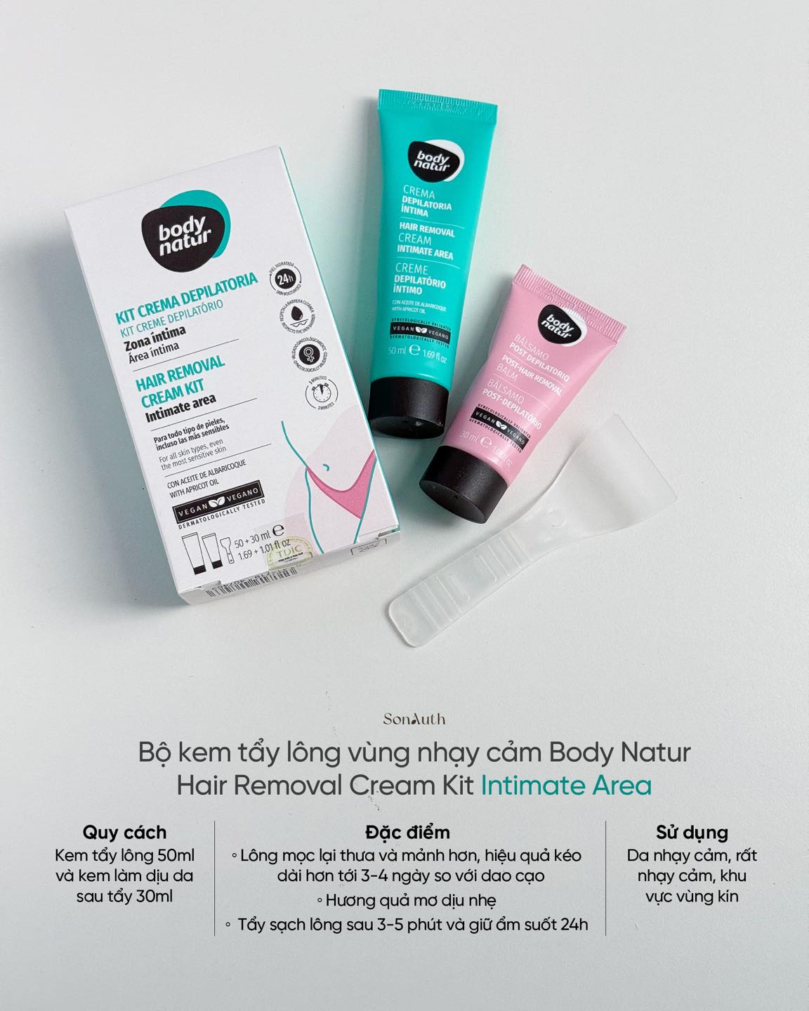 Bộ Tẩy Lông Body Natur Hair Removal Cream Kit Intimate Area 80ml