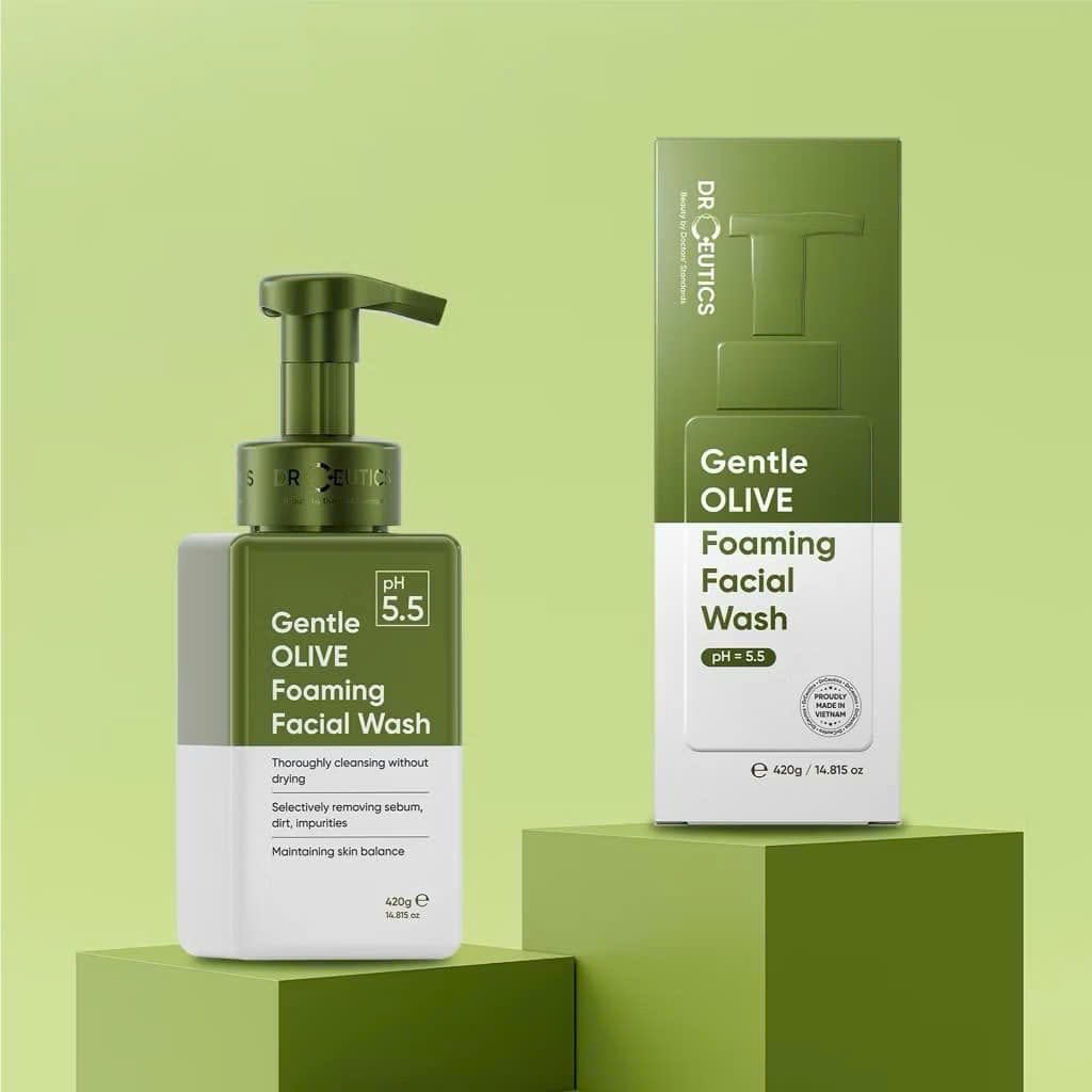 Bọt Rửa Mặt DrCeutics Gentle Olive Foaming Facial Wash 420g