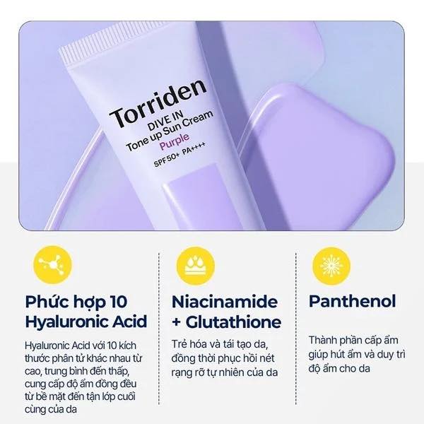 Kem Chống Nắng Torriden Dive In Tone Up Sun Cream Purple SPF50 60ml