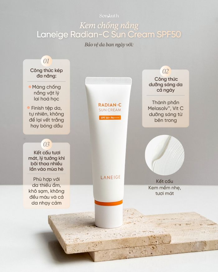Kem Chống Nắng Dưỡng Sáng Da Laneige Radian-C Sun Cream SPF50 50ml