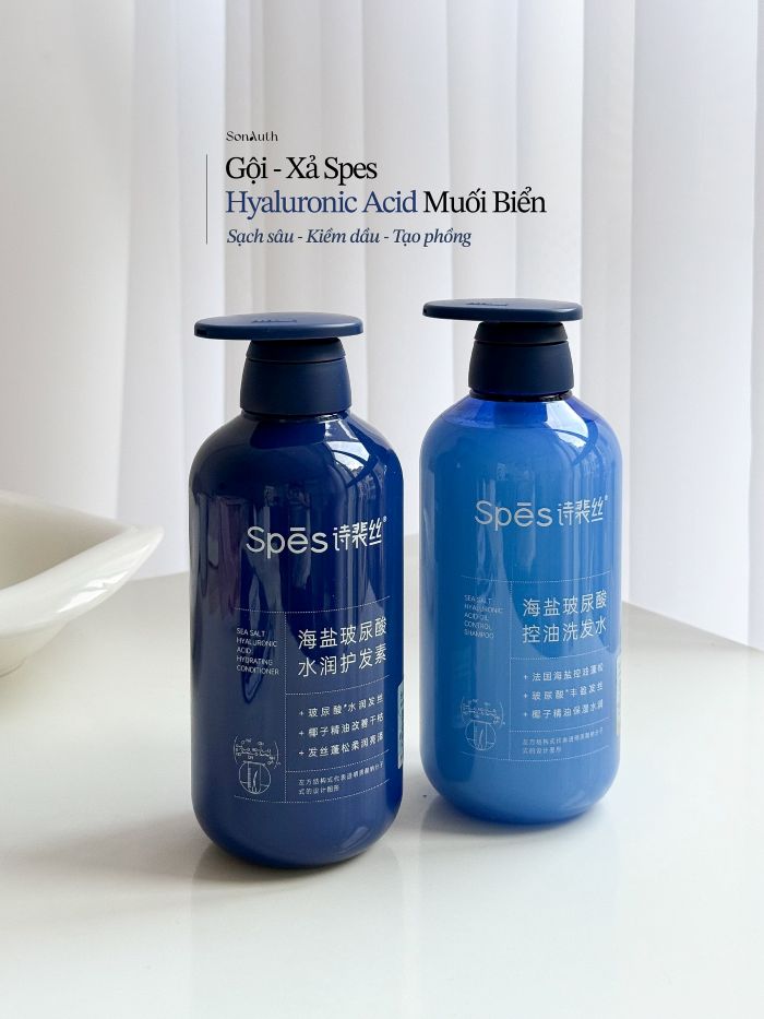Bộ Gội Xả Muối Biển Spes Sea Salt Hyaluronic Acid Hydrating 600ml