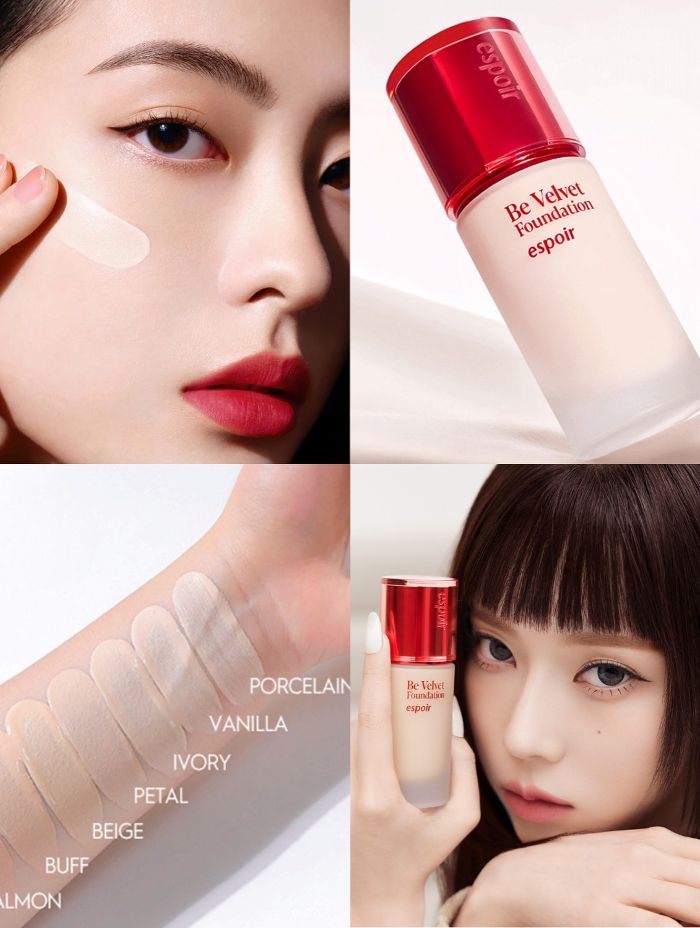 Bộ Kem Nền Kèm Cọ Espoir Be Velvet Foundation 2025 SPF22 30g + Pore Blur Foundation Brush