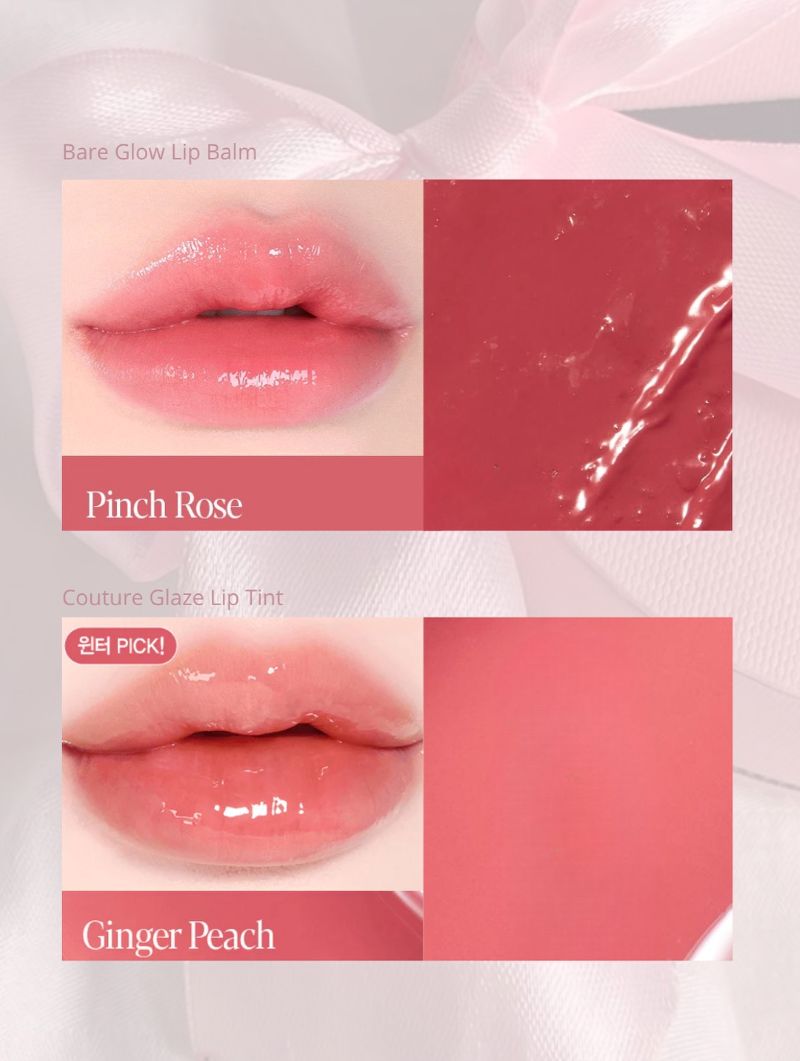 Set Son Espoir Bare Glow Lip Balm + Tint Glaze Ginger Peach Mini Set