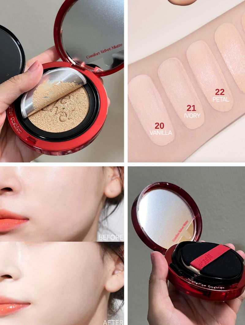 Set Phấn Nước Espoir Be Velvet Cover Cushion Set (Refill + Cheek Keyring)