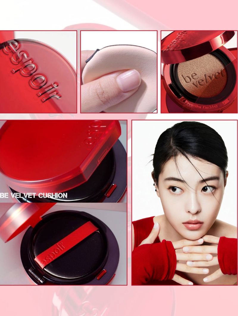 Set Phấn Nước Espoir Be Velvet Cover Cushion Set (Refill + Cheek Keyring)