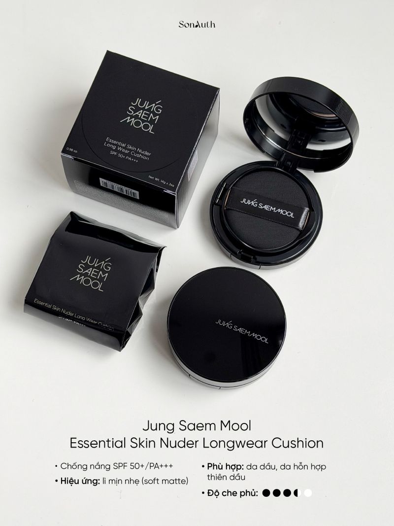 Phấn Nước Kèm Lõi Thay Thế Jung Saem Mool Essential Skin Nuder Long Wear Cushion 14g x2ea