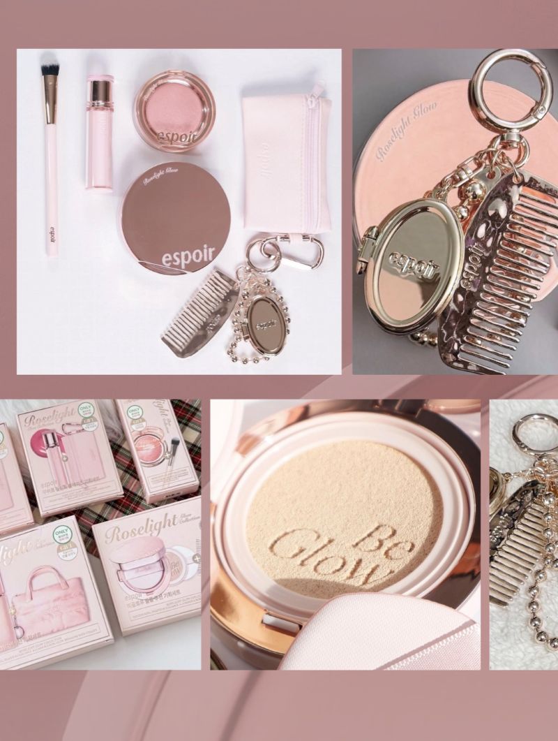Bộ Trang Điểm Espoir Be Glow Cushion x2 + Keychain Roselight Set