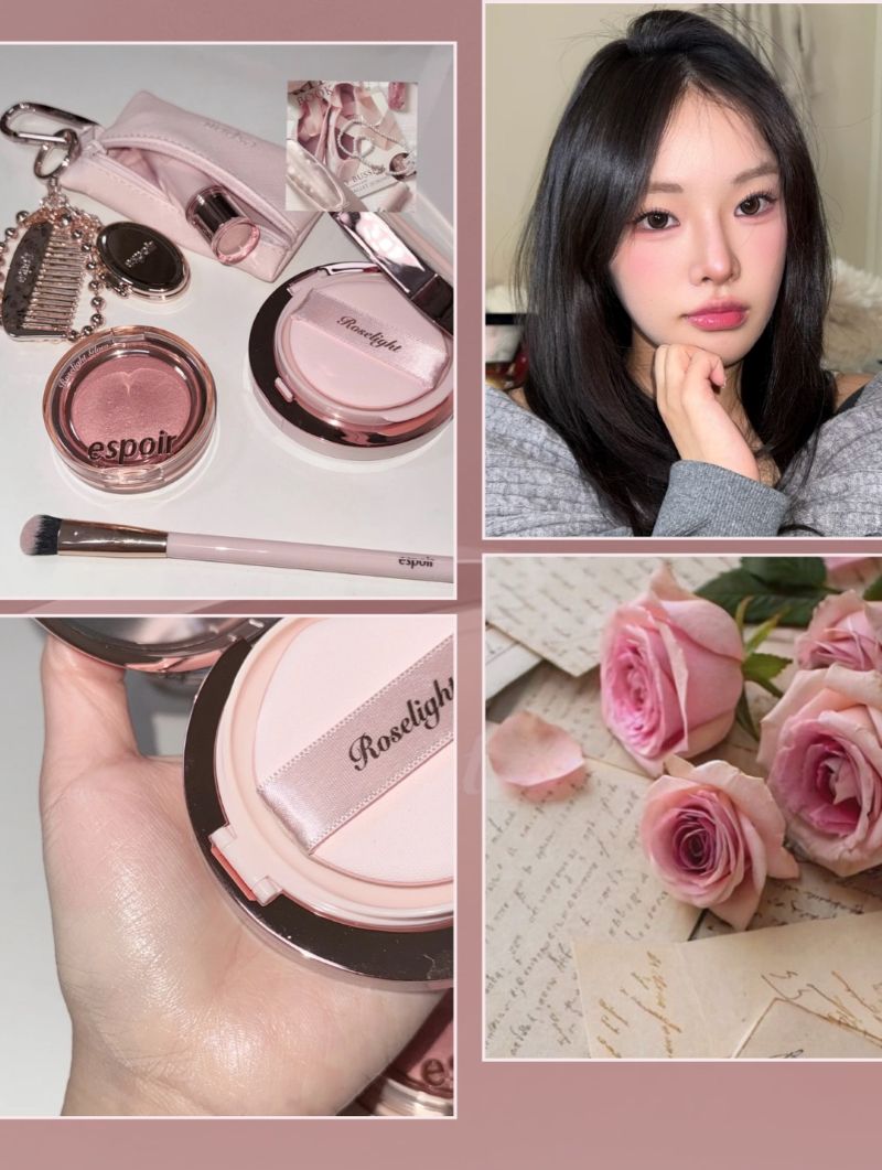 Bộ Trang Điểm Espoir Be Glow Cushion x2 + Keychain Roselight Set