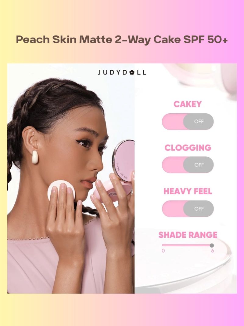 Phấn Nền Judydoll Peach Skin Matte 2-Way Cake SPF 50+ 8.5g