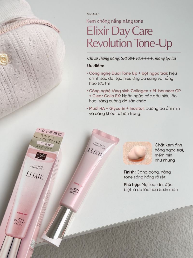 Sữa Chống Nắng Nâng Tông Elixir Day Care Revolution Tone-Up SPF50+ 35g