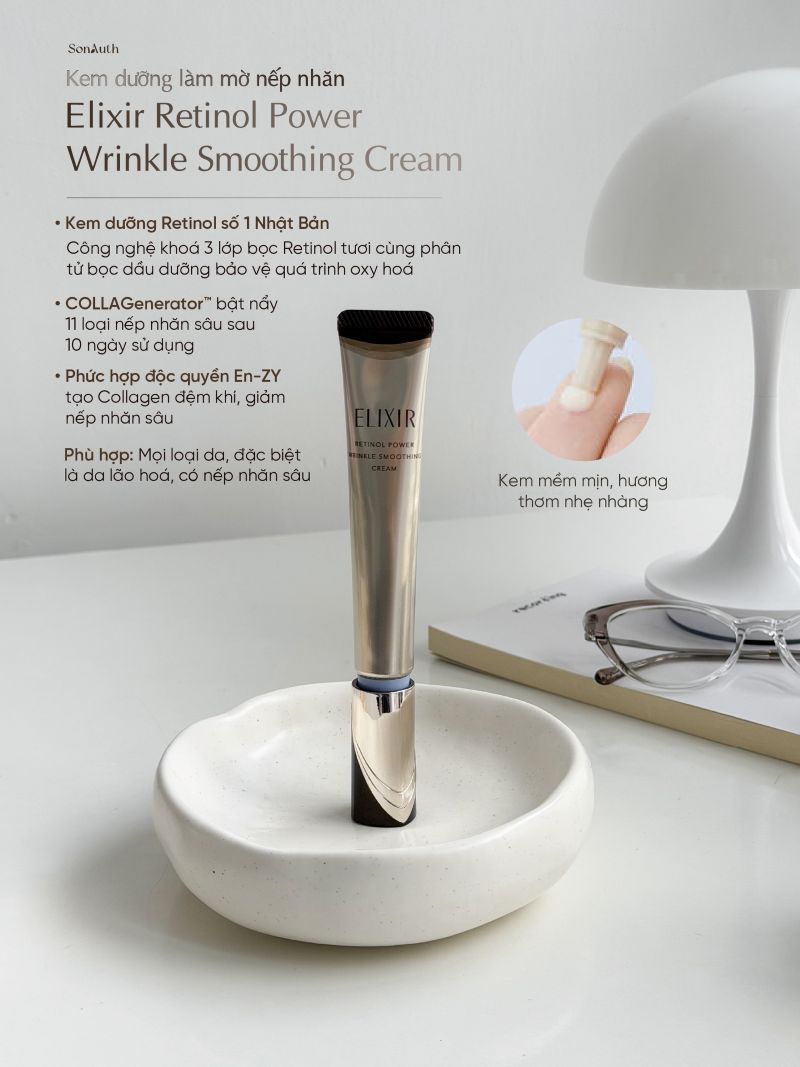 Kem Dưỡng Giảm Nếp Nhăn Elixir Retinol Power Wrinkle Smoothing Cream 22g