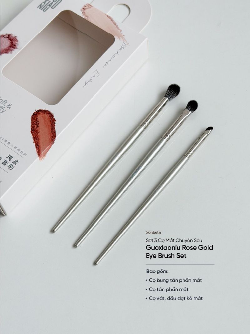 Bộ Cọ Trang Điểm Mắt Guoxiaoniu Rose Gold Eye Brush Set