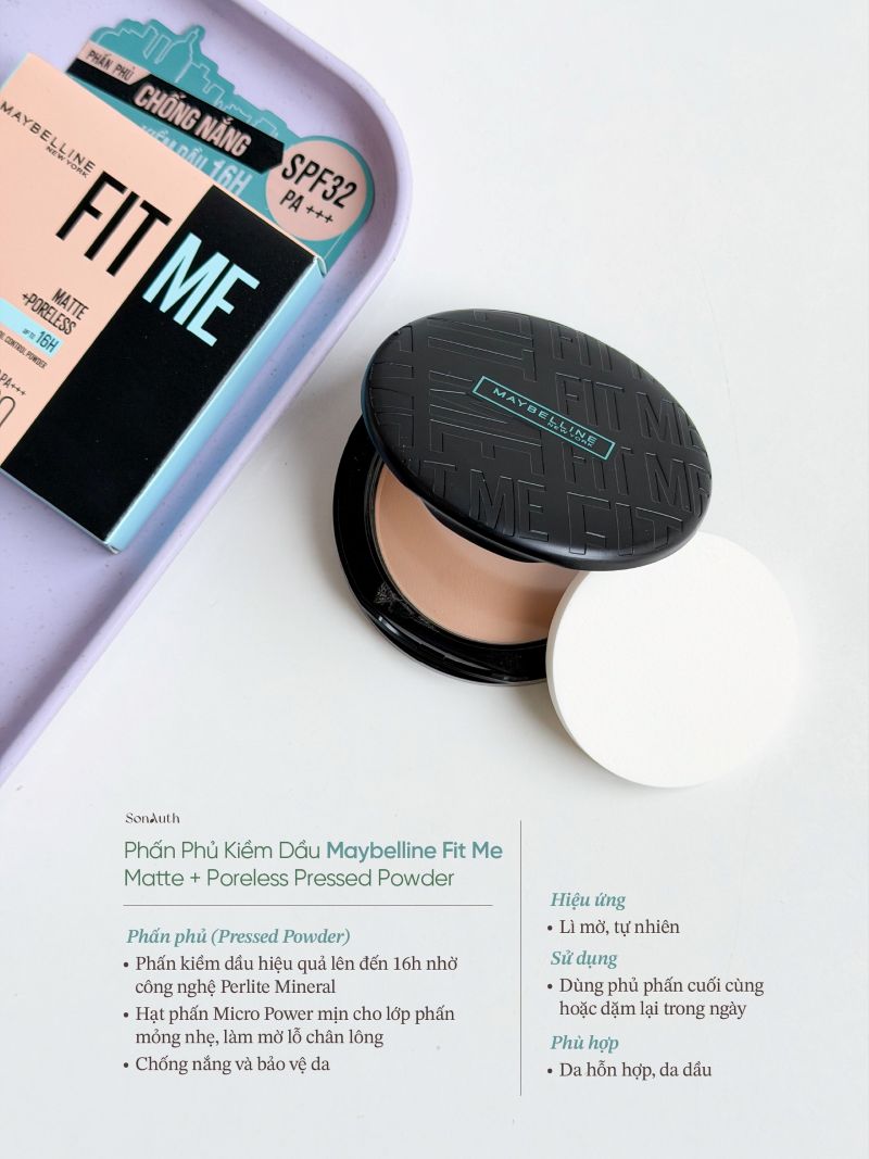 Phấn Phủ Maybelline New York Fit Me Matte + Poreless Pressed Powder 6g
