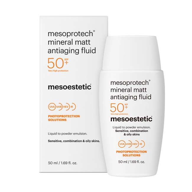 Kem Chống Nắng Mesoestetic Mineral Matt Antiaging Fluid Mesoprotech SPF 50+ 50ml