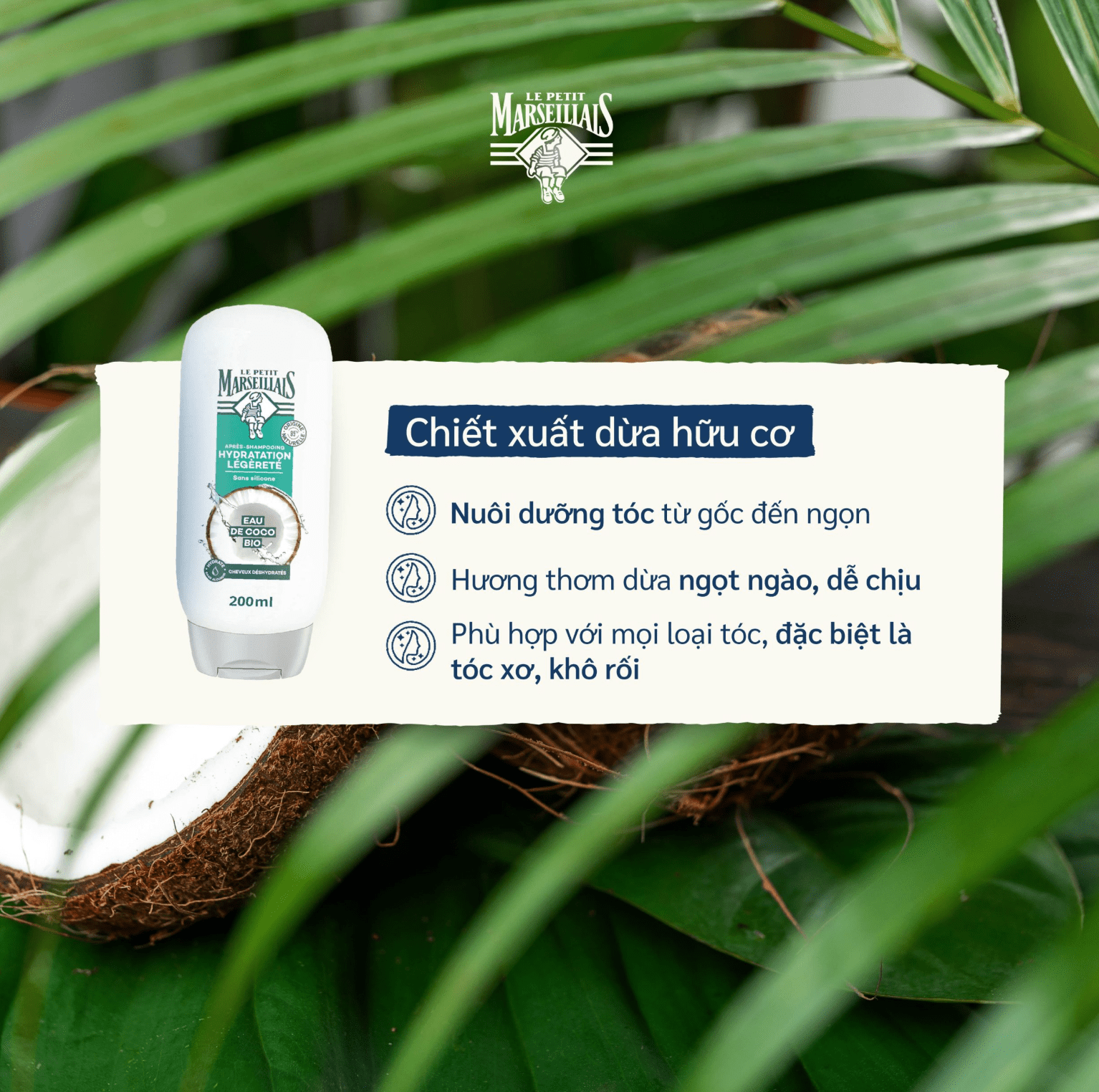 Dầu Xả Dưỡng Ẩm 95% Hữu Cơ Le Petit Marseillais Hydration Conditioner 200ml