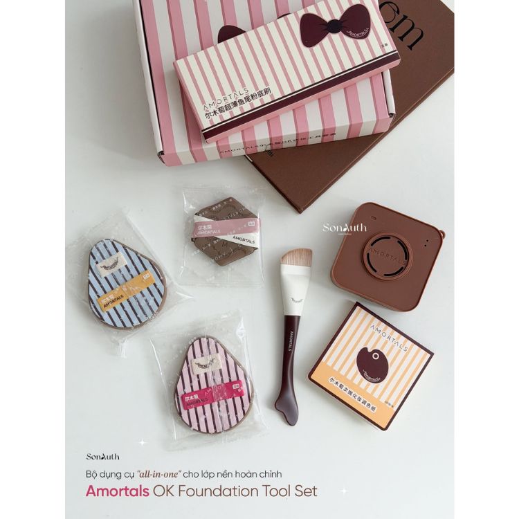 Bộ Bông Mút Và Cọ Tán Nền 6 Món Amortals OK Foundation Tool Set