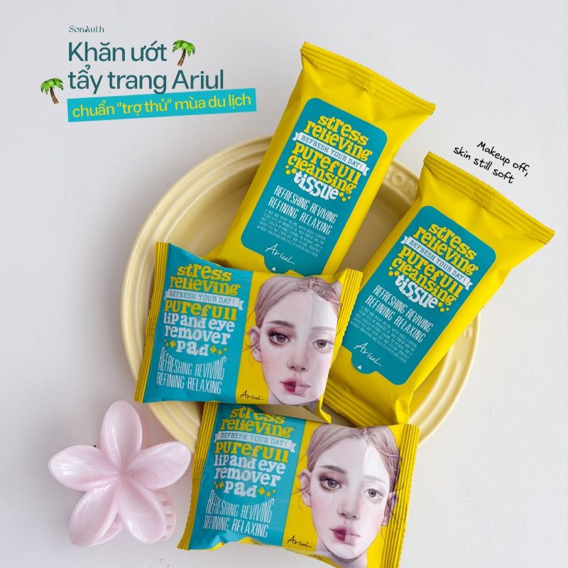 Khăn Ướt Tẩy Trang Ariul Stress Relieving Purefull Cleansing Tissue