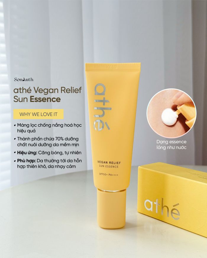 Kem Chống Nắng Dưỡng Ẩm Athe Vegan Relief Sun Essence