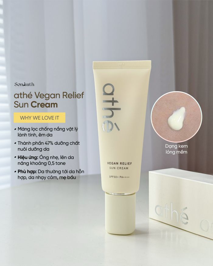 Kem Chống Nắng Vật Lý Dưỡng Da Athe Vegan Relief Sun Cream