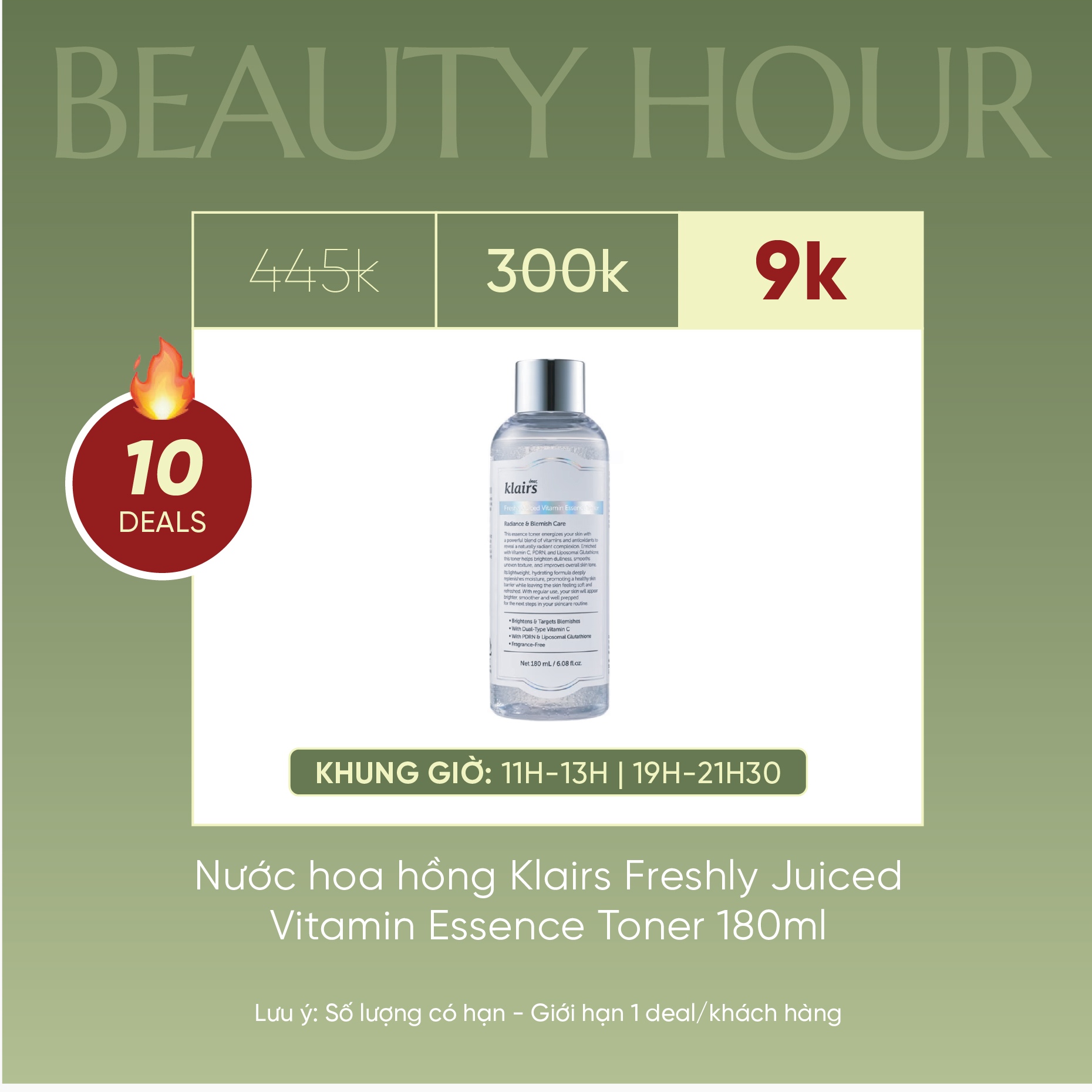 Nước Cân Bằng Sáng Da Klairs Freshly Juiced Vitamin Essence Toner 180ml