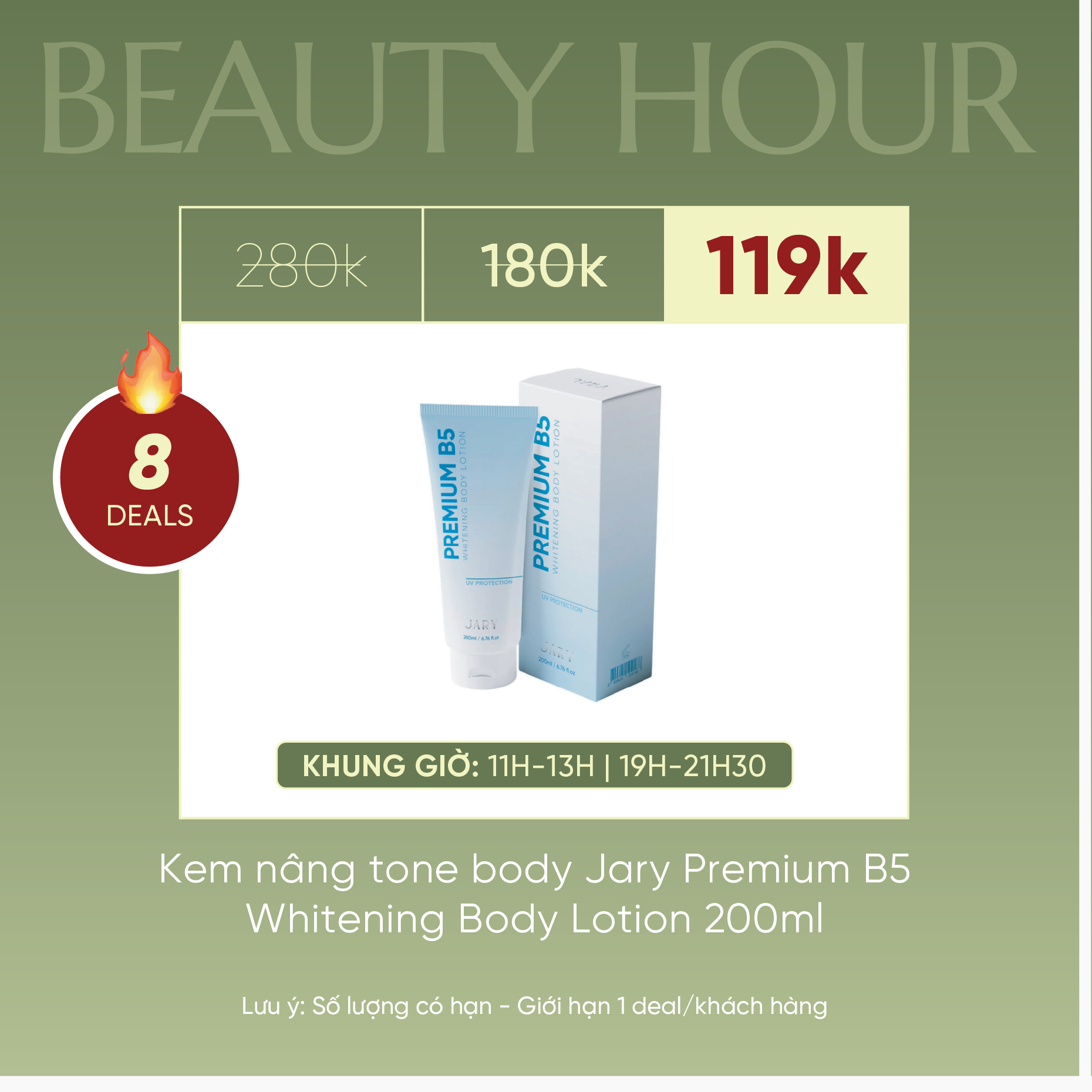Kem Nâng Tông Cơ Thể Jary Premium B5 Whitening Body Lotion 200ml