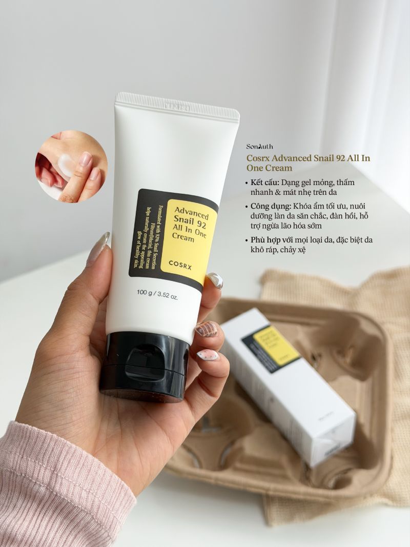 Kem Đa Năng Phục Hồi Da Cosrx Advanced Snail 92 All In One Cream 100g