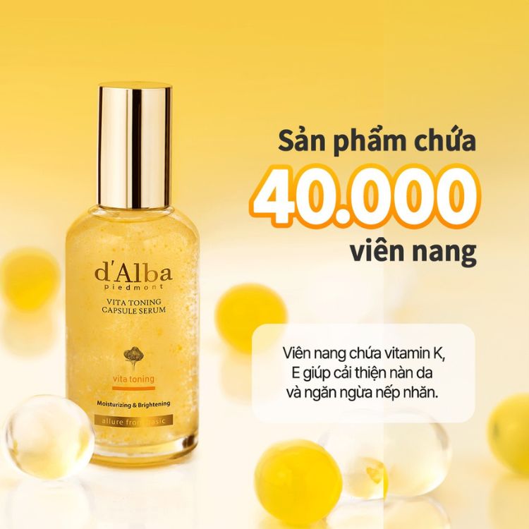 Tinh Chất Chống Lão Hoá, Sáng Da d'Alba Vita Toning Capsule Serum 50ml