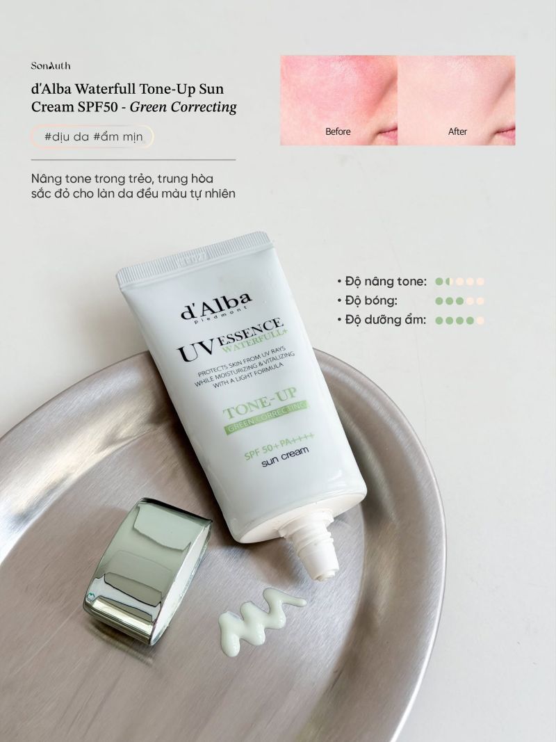 Kem Chống Nắng Nâng Tông Sáng Mịn d'Alba Waterfull Tone-Up Sun Cream SPF50 50ml