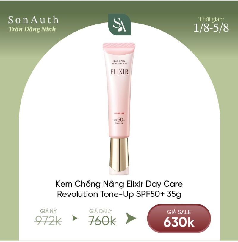 Sữa Chống Nắng Nâng Tông Elixir Day Care Revolution Tone-Up SPF50+ 35g