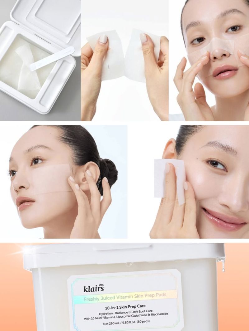 Toner Pad Dưỡng Sáng Da Klairs Freshly Juiced Vitamin Skin Prep 80Pads
