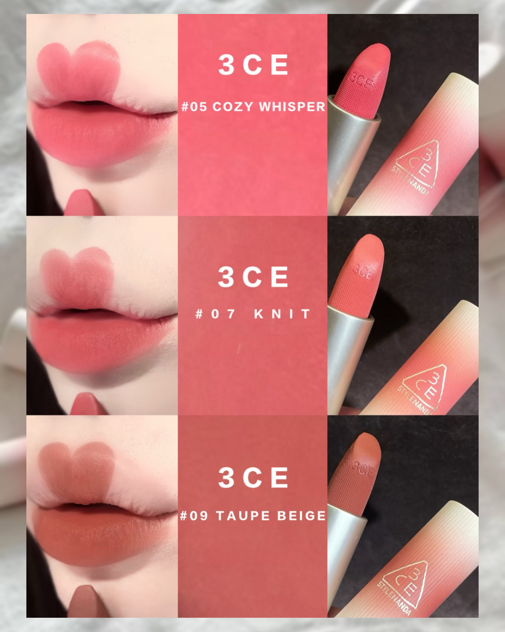 Son Thỏi 3CE Cashmere Hug Lipstick 3.5g