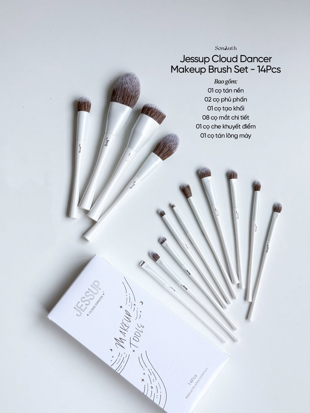 Bộ Cọ Trang Điểm Jessup Cloud Dancer Makeup Brush Set